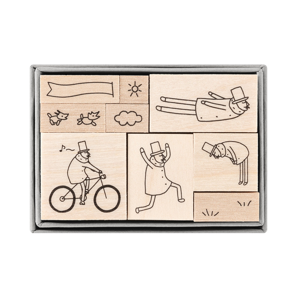 MIDORI Ojisan 30th Anniversary LE Wooden Stamp Set B