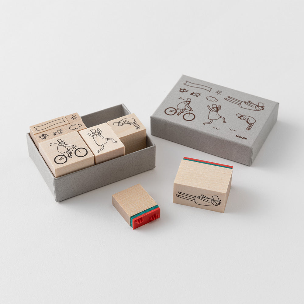 MIDORI Ojisan 30th Anniversary LE Wooden Stamp Set B