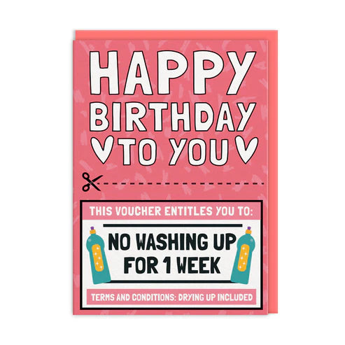 OHH DEER Card Birthday No Washing Up Voucher