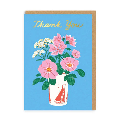 OHH DEER Card Thank You Floral Vase