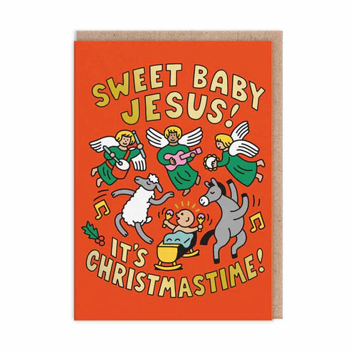 OHH DEER Card Christmas Sweet Baby Jesus