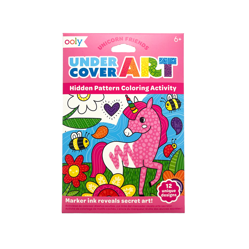 OOLY Undercover Art Hidden Pattern Coloring Activity Art Cards Unicorn Friends