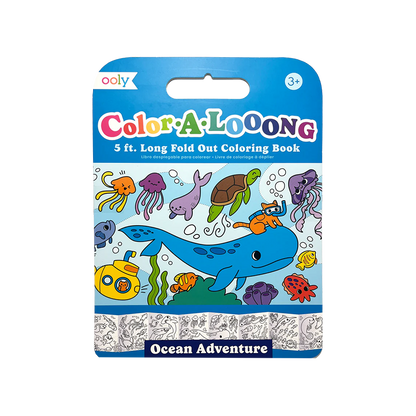 OOLY Color-A-Looong 5' Fold Out Kids Coloring Book Ocean Adventure