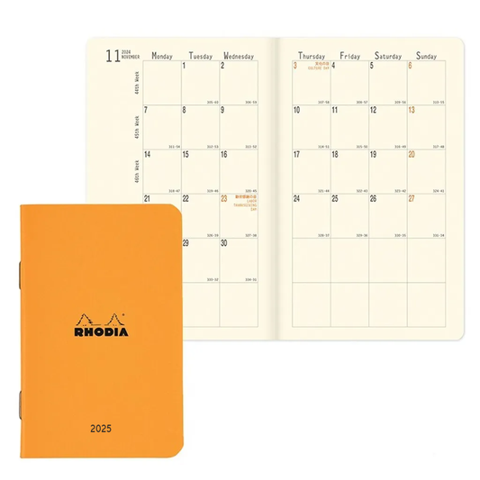 RHODIA 2025 Monthly Diary 7.5x12cm Orange