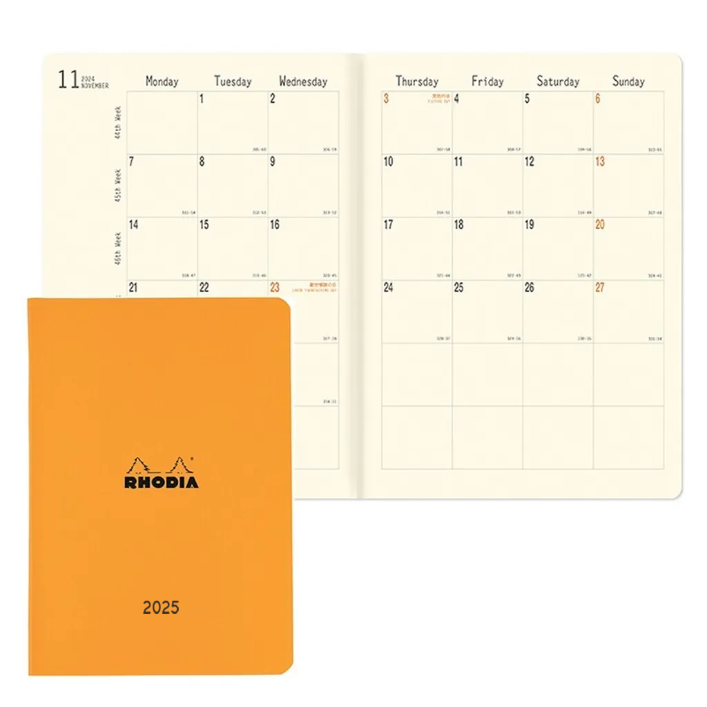 RHODIA 2025 Monthly Diary 14.8x21cm Orange