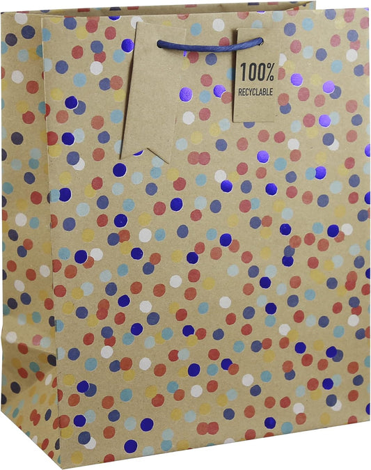 CLAIREFONTAINE Kraft Gift Bag L 26.5x14x33cm Spots