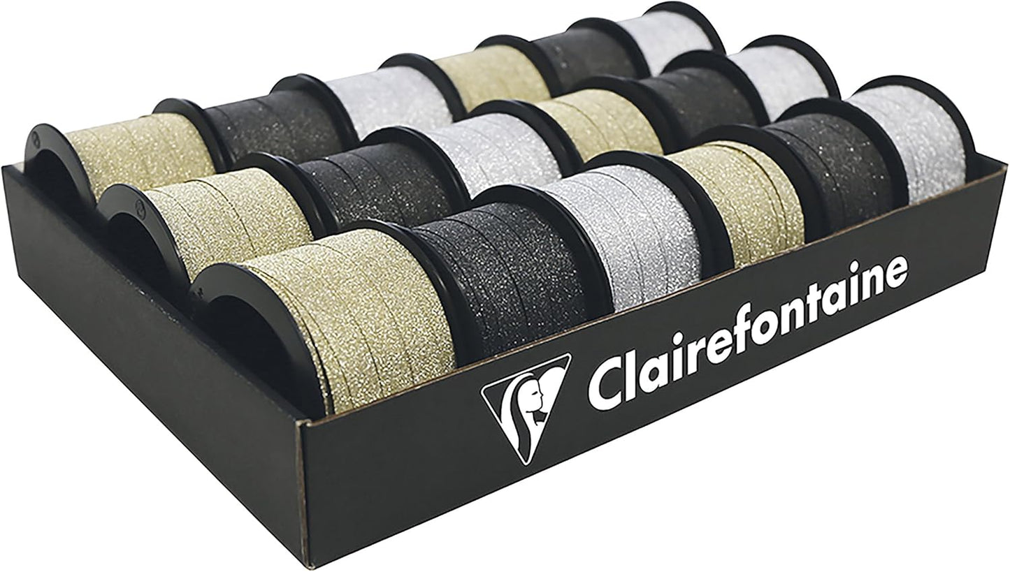 CLAIREFONTAINE Glitter Paper Ribbons 10mmx10M 1s-Silver