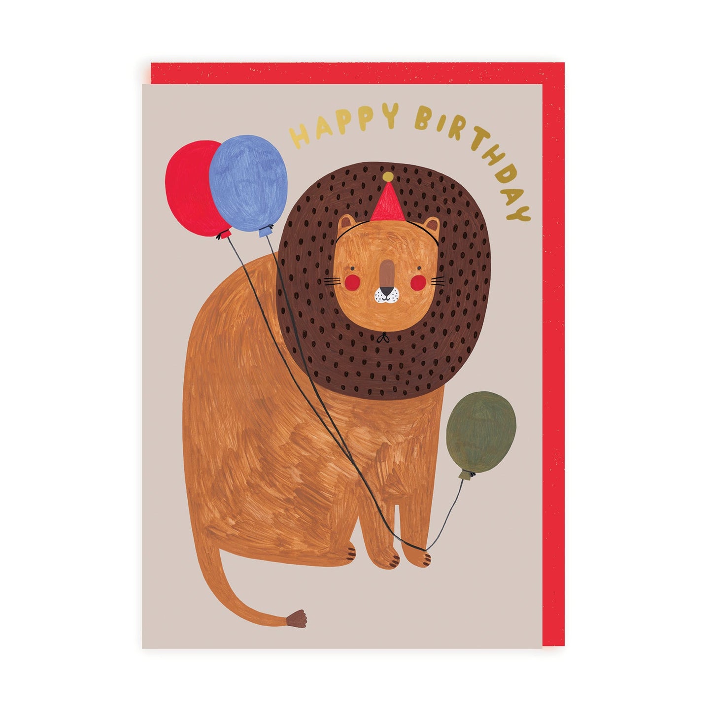 OHH DEER Card Birthday Lions With Balloons