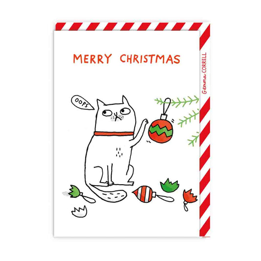 OHH DEER Card Christmas Oops Cat