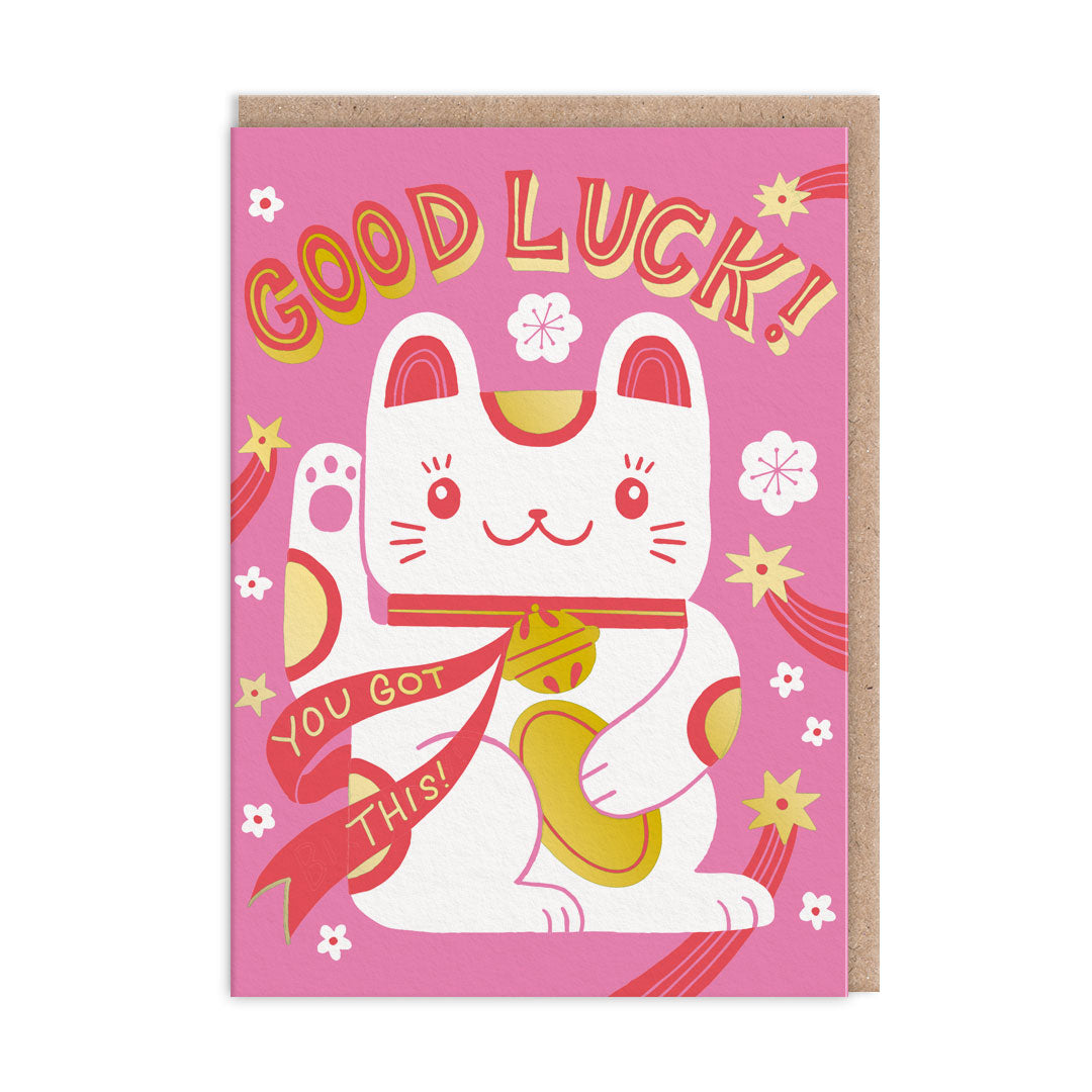 OHH DEER Card Good Luck Lucky Cat