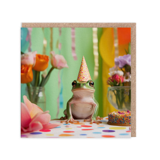 OHH DEER Card Birthday Frog At Table