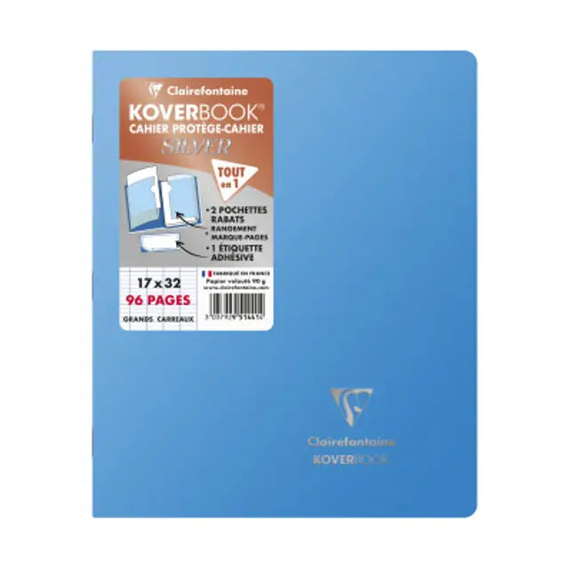 CLAIREFONTAINE Koverbook Silver Stapled Notebook 17x22cm Seyes Assorted