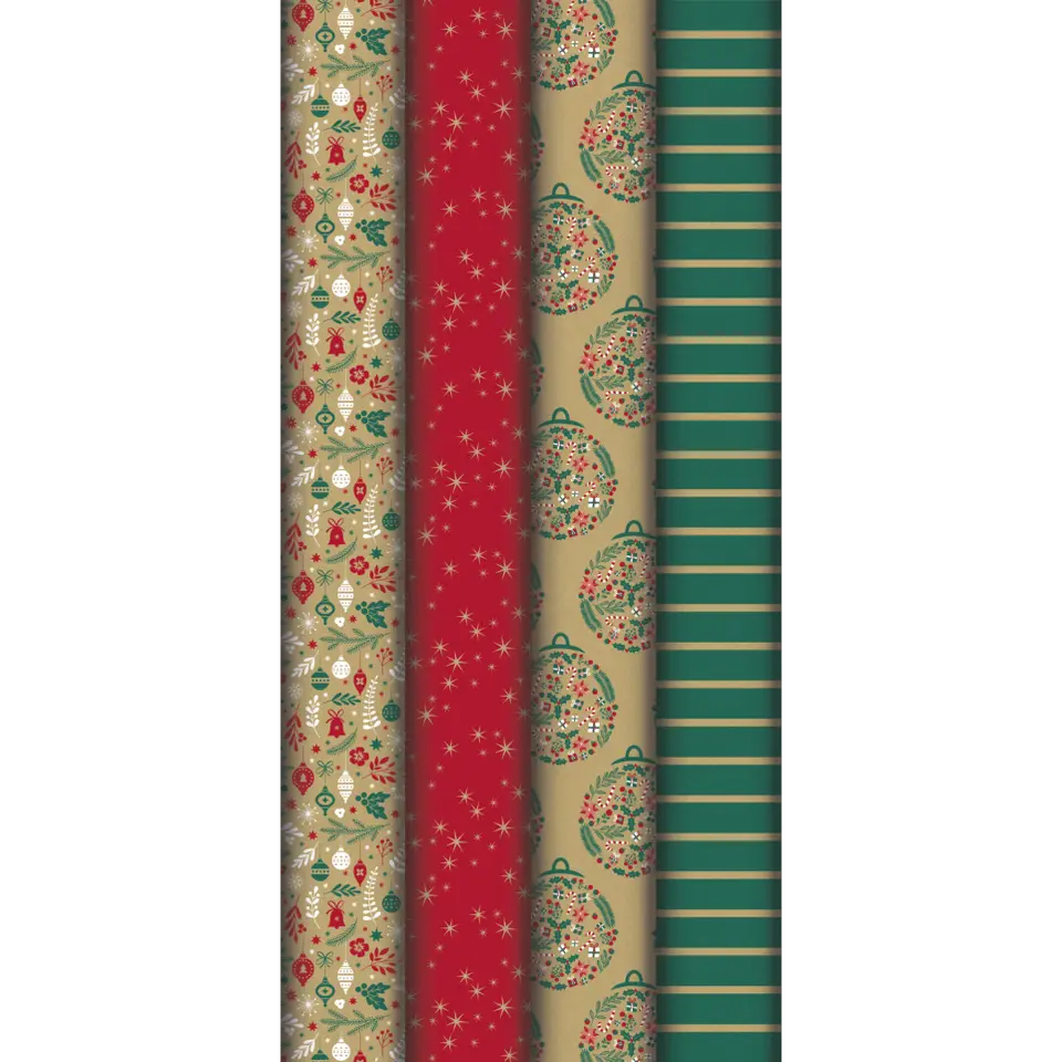 CLAIREFONTAINE Kraft Gift Wrap 70g 0.7x2M Holly-Xmas Deco